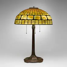 Tiffany Studios, Turtleback table lamp, c. 1910, leaded glass, Favrile glass, patinated bronze