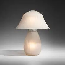 Daum, Art Deco table lamp, c. 1925, acid-etched glass, painted brass