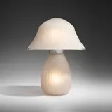 Daum, Art Deco table lamp, c. 1925, acid-etched glass, painted brass