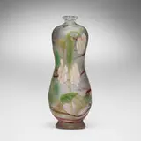 Vase with floral decoration by Schverer Burgun & Cie, c. 1900, acid-etched, wheel-carved, internally decorated, martelé, and gilt cameo glass, sold Nov 2025