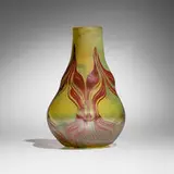 Early decorated vase by Tiffany Studios, c. 1894, hand-blown Favrile glass, sold Nov 2025