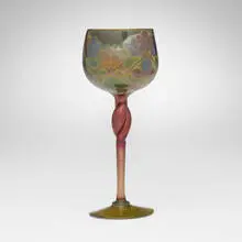 Amédée de Caranza, Decorated goblet, c. 1900, hand-blown iridized glass