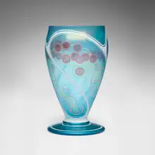 Ludwig Sütterlin, Decorated vase, c. 1905, hand-blown and enameled glass
