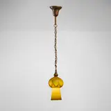 Decorated hanging shade by Tiffany Studios, c. 1926-29, hand-blown Favrile glass, patinated bronze, sold Nov 2025