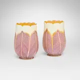 Quezal, Rare pulled-feather shades, pair, c. 1910, hand-blown glass