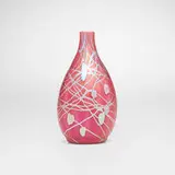 Leaf and Vine millefiori vase by Alexander Joseph von Steuben, c. 1910, hand-blown Red Aurene glass, sold Nov 2025