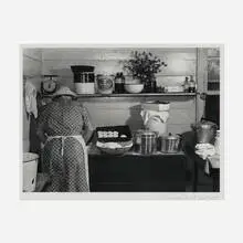Marion Post Wolcott, A Member of the Wilkins Family Making Biscuits on Corn Husking Day Near Tallyho, North Carolina 1939, gelatin silver print