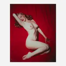 Tom Kelley, Marilyn Monroe on Red Velvet, Cibachrome print