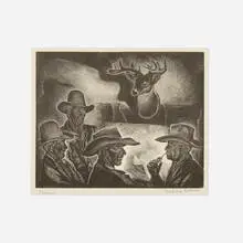 Barbara Latham, Texans, 1940, wood engraving