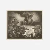 Barbara Latham, Texans, 1940, wood engraving