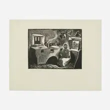 Barbara Latham, Taxco Kitchen, 1932, wood engraving