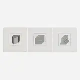 Sol LeWitt, Three works from the Twelve Forms Derived From a Cube series, 1984, screenprint on Arches 88