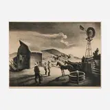 The Corral by Thomas Hart Benton, 1948, lithograph, sold Nov 2023