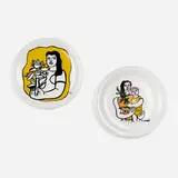 Fernand Léger, Plates, set of two, c. 1970, hand-stenciled and glazed porcelain