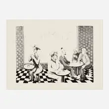 Benny Andrews, New York Café, 1966, lithograph