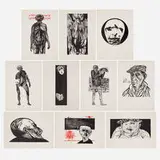 Leonard Baskin, Fifteen Woodcuts portfolio, 1962, woodcut in colors