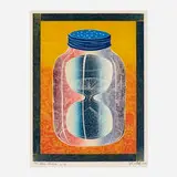 John E. Buck, The Glass Furnace, 1997, woodcut in colors