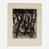 Marc Chagall, The Wolves and the Ewes (from the Fables de la Fontaine series), 1952, etching and aquatint on BFK Rives