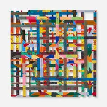 Alan Shields, Untitled (Tight Lattice), 1975, mixed media with paper, acrylic and thread
