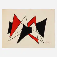 Alexander Calder, Triangles rouge, 1963, lithograph in colors on BFK