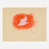 Georges Braque, White Bird on Orange Background (from L'ordre des oiseaux), 1962, etching and aquatint in colors
