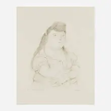 Mujer con collar de perlas by Fernando Botero, c. 1980, lithograph, sold Aug 2024