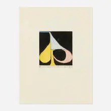 Tri-Color Spade (from the Five Spades portfolio) by Richard Diebenkorn, 1982, etching and aquatint in colors on BFK Rives, sold Aug 2024