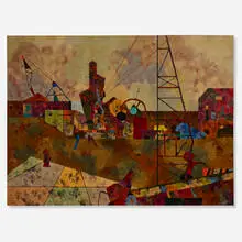Sidney Gross, Cityscape - Construction, 1952, oil on canvas