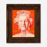 HRH Queen Elizabeth by Hunt Slonem, 2018, oil on wood in artist's frame, sold Jul 2024