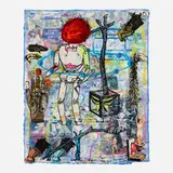 Jane Hammond, Red Head, 1995, mixed media on rice paper