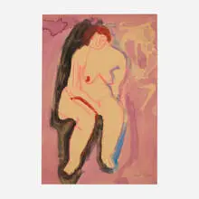 Earl Kerkam, Nude, 1951-53, watercolor and crayon on paper