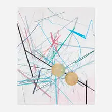 Scott Lyall, a single man drawing 0268, 2006, India ink, pencil, ballpoint pen, spray acrylic on offset lithograph in colors on Sommerset with muffin wrappers