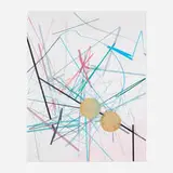 Scott Lyall, a single man drawing 0268, 2006, India ink, pencil, ballpoint pen, spray acrylic on offset lithograph in colors on Sommerset with muffin wrappers