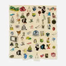 Jane Hammond, Untitled (Green Rushmore), 1999, ink and watercolor on paper