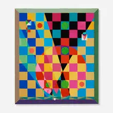 Untitled (Checkerboard) by Rolph Scarlett, c. 1955, oil on canvas, sold Jul 2024