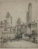 Ernest D. Roth, Coenties Slip, Etching