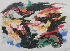 Abstract by Karel Appel, Color lithograph, sold May 2012