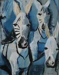 Gloria Christopher, Zebras, Oil on board