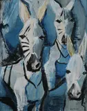 Gloria Christopher, Zebras, Oil on board