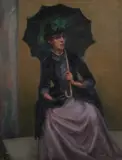Ray Liebow Zilboorg, Woman Holding Umbrella, Oil on canvas
