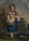 Portrait of Young Girl in Blue by Continental School, PORTRAIT OF YOUNG GIRL IN BLUE, watercolor, offered May 2012