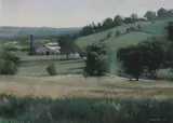 Jay Brooks, Barn with Silo, Pastel