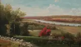 Henry H. Bagg, River Landscape in Fall, Oil on canvas