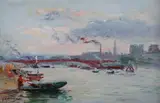 Gustave Madelain, River View, Oil on canvas