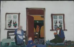 Marie Howet, Outside the Cottage, Gouache