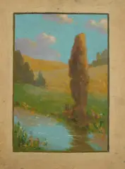 Karl E. Termohlen, Spring Landscape with Stream, Oil on board