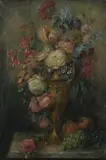 Continental School, Still Life with Fruit and Flowers, STILL LIFE WITH FRUIT AND FLOWERS, oil on canvas
