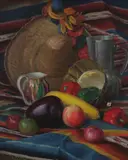 Ely Maxim Behar, Still Life with Straw Hat and Vegetables, Oil on canvas