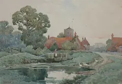 Yeend King, Feeding the Ducks, Watercolor