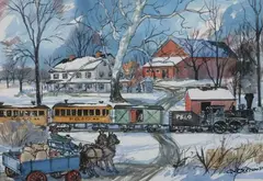 Charles X. Carlson, Railroad Crossing, Watercolor